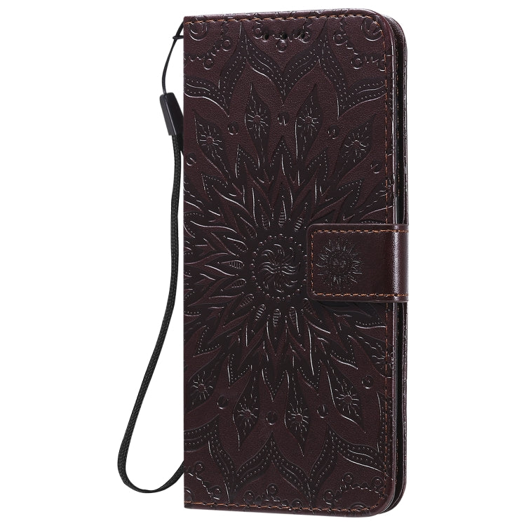 For Samsung Galaxy A21s Embossed Sunflower Pattern Horizontal Flip PU Leather Case with Holder & Card Slots & Wallet & Lanyard