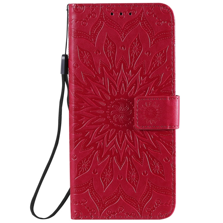 For Samsung Galaxy A21s Embossed Sunflower Pattern Horizontal Flip PU Leather Case with Holder & Card Slots & Wallet & Lanyard