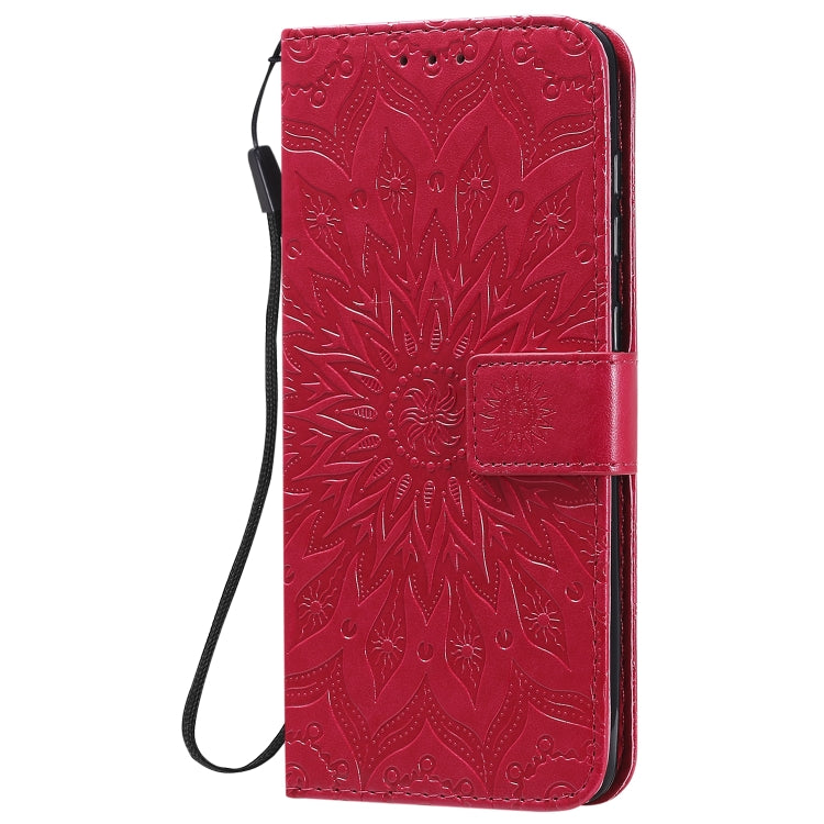For Samsung Galaxy A21s Embossed Sunflower Pattern Horizontal Flip PU Leather Case with Holder & Card Slots & Wallet & Lanyard