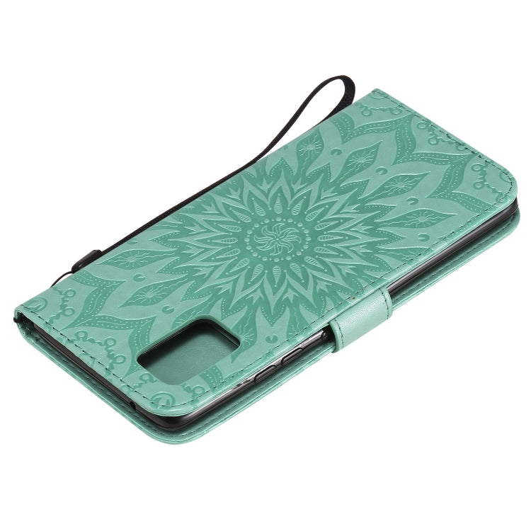 For Samsung Galaxy A71 5G Embossed Sunflower Pattern Horizontal Flip PU Leather Case with Holder & Card Slots & Wallet & Lanyard