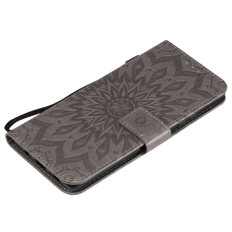 For Samsung Galaxy A71 5G Embossed Sunflower Pattern Horizontal Flip PU Leather Case with Holder & Card Slots & Wallet & Lanyard