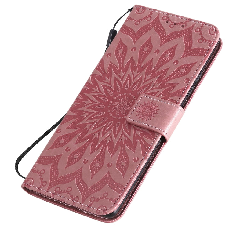 For Samsung Galaxy A71 5G Embossed Sunflower Pattern Horizontal Flip PU Leather Case with Holder & Card Slots & Wallet & Lanyard