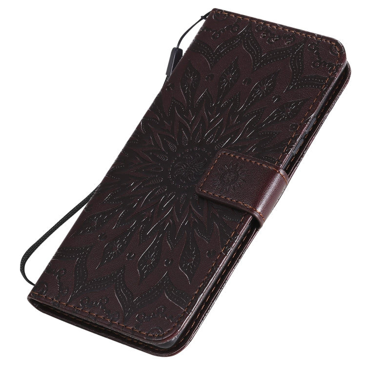 For Samsung Galaxy A71 5G Embossed Sunflower Pattern Horizontal Flip PU Leather Case with Holder & Card Slots & Wallet & Lanyard