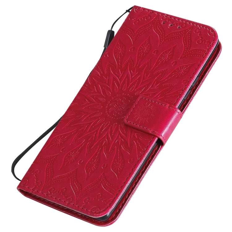 For Samsung Galaxy A71 5G Embossed Sunflower Pattern Horizontal Flip PU Leather Case with Holder & Card Slots & Wallet & Lanyard