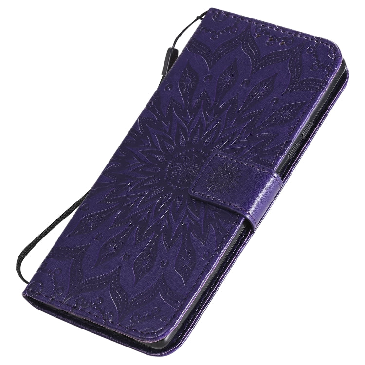 For Samsung Galaxy A71 5G Embossed Sunflower Pattern Horizontal Flip PU Leather Case with Holder & Card Slots & Wallet & Lanyard