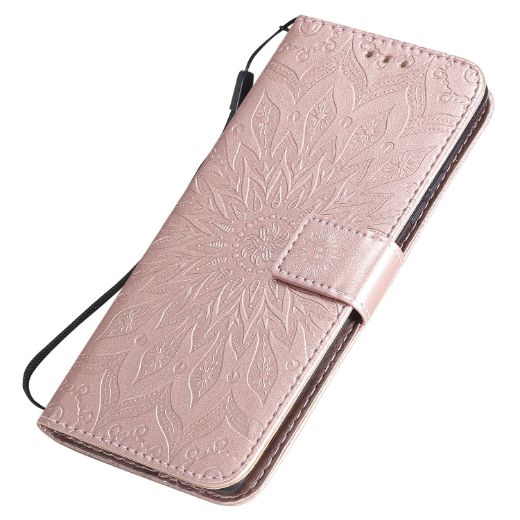 For Samsung Galaxy A71 5G Embossed Sunflower Pattern Horizontal Flip PU Leather Case with Holder & Card Slots & Wallet & Lanyard