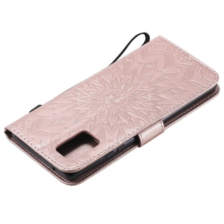 For Samsung Galaxy A71 5G Embossed Sunflower Pattern Horizontal Flip PU Leather Case with Holder & Card Slots & Wallet & Lanyard