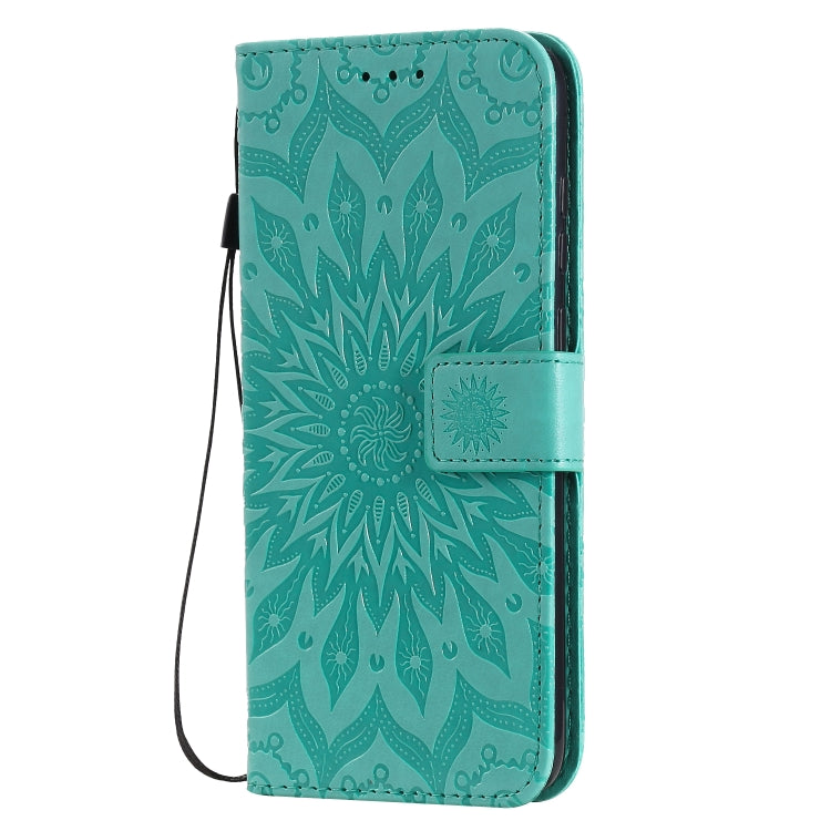 For Samsung Galaxy A11 Embossed Sunflower Pattern Horizontal Flip PU Leather Case with Holder & Card Slots & Wallet & Lanyard