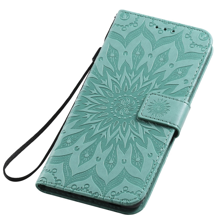 For Samsung Galaxy A11 Embossed Sunflower Pattern Horizontal Flip PU Leather Case with Holder & Card Slots & Wallet & Lanyard