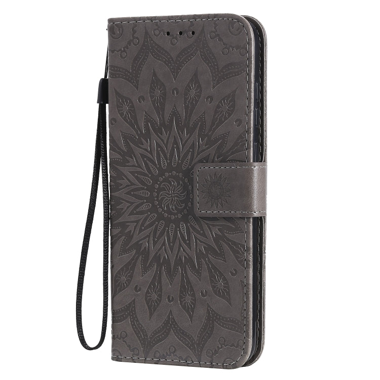 For Samsung Galaxy A11 Embossed Sunflower Pattern Horizontal Flip PU Leather Case with Holder & Card Slots & Wallet & Lanyard