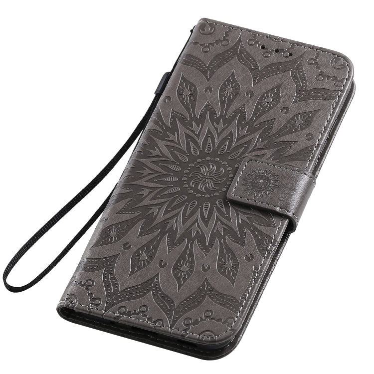 For Samsung Galaxy A11 Embossed Sunflower Pattern Horizontal Flip PU Leather Case with Holder & Card Slots & Wallet & Lanyard