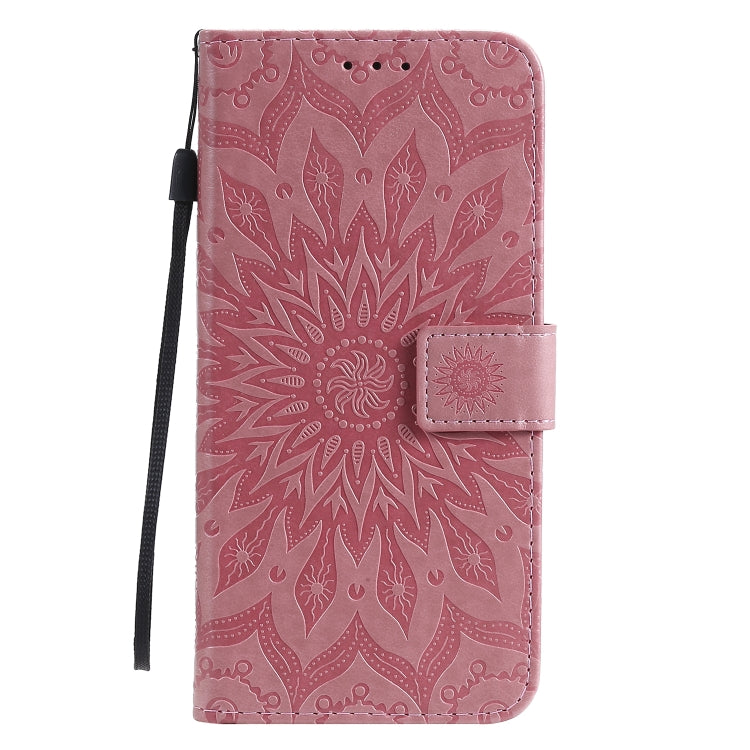 For Samsung Galaxy A11 Embossed Sunflower Pattern Horizontal Flip PU Leather Case with Holder & Card Slots & Wallet & Lanyard