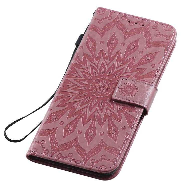 For Samsung Galaxy A11 Embossed Sunflower Pattern Horizontal Flip PU Leather Case with Holder & Card Slots & Wallet & Lanyard