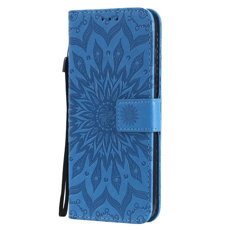 For Samsung Galaxy A11 Embossed Sunflower Pattern Horizontal Flip PU Leather Case with Holder & Card Slots & Wallet & Lanyard