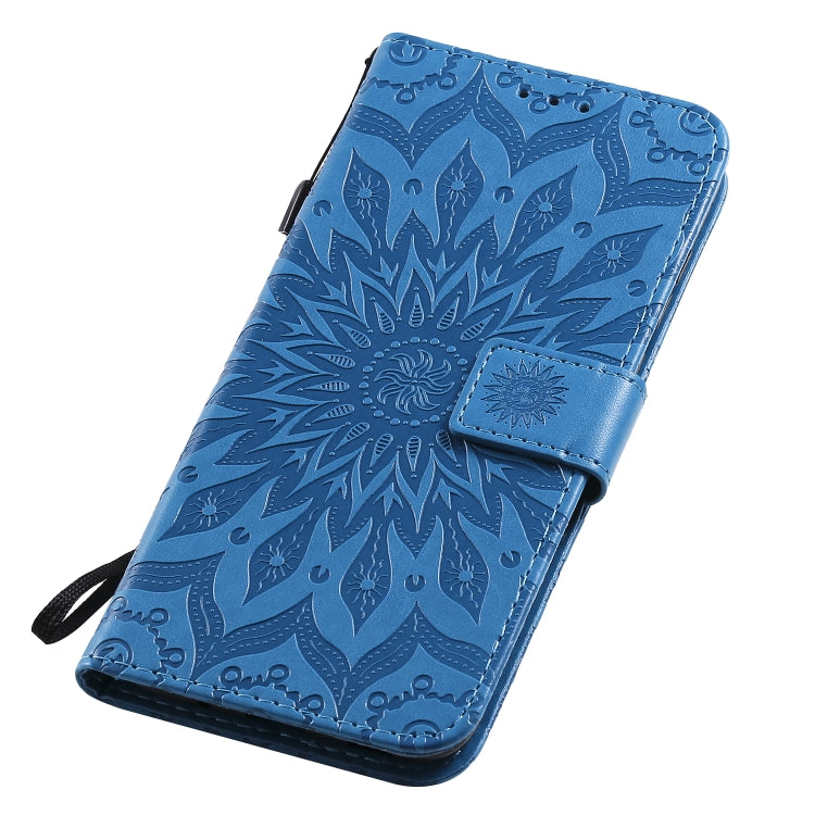 For Samsung Galaxy A11 Embossed Sunflower Pattern Horizontal Flip PU Leather Case with Holder & Card Slots & Wallet & Lanyard