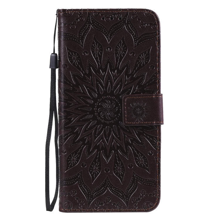 For Samsung Galaxy A11 Embossed Sunflower Pattern Horizontal Flip PU Leather Case with Holder & Card Slots & Wallet & Lanyard