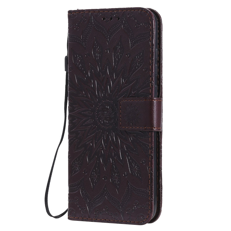For Samsung Galaxy A11 Embossed Sunflower Pattern Horizontal Flip PU Leather Case with Holder & Card Slots & Wallet & Lanyard