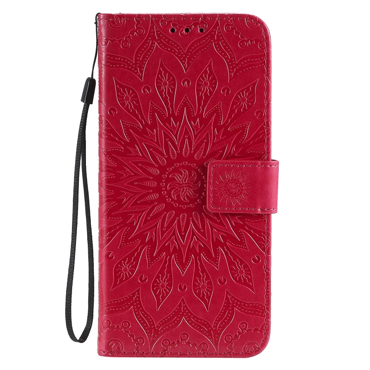For Samsung Galaxy A11 Embossed Sunflower Pattern Horizontal Flip PU Leather Case with Holder & Card Slots & Wallet & Lanyard