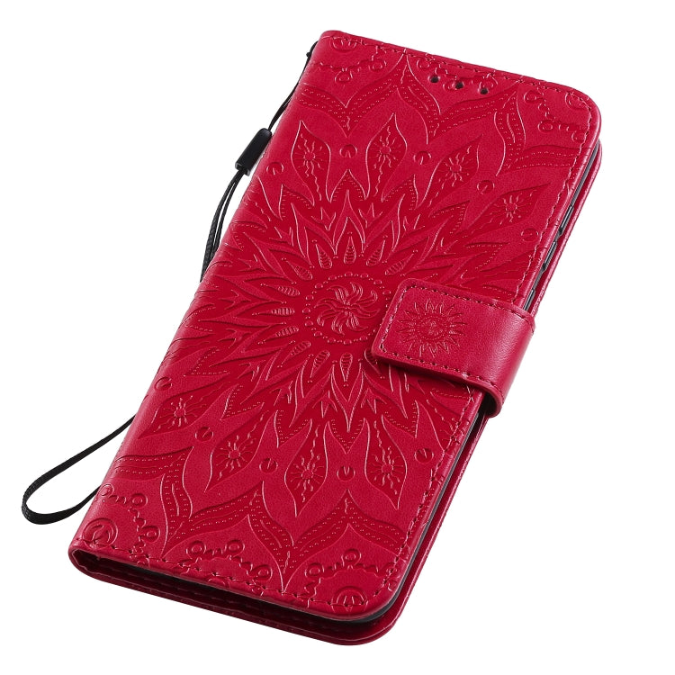 For Samsung Galaxy A11 Embossed Sunflower Pattern Horizontal Flip PU Leather Case with Holder & Card Slots & Wallet & Lanyard
