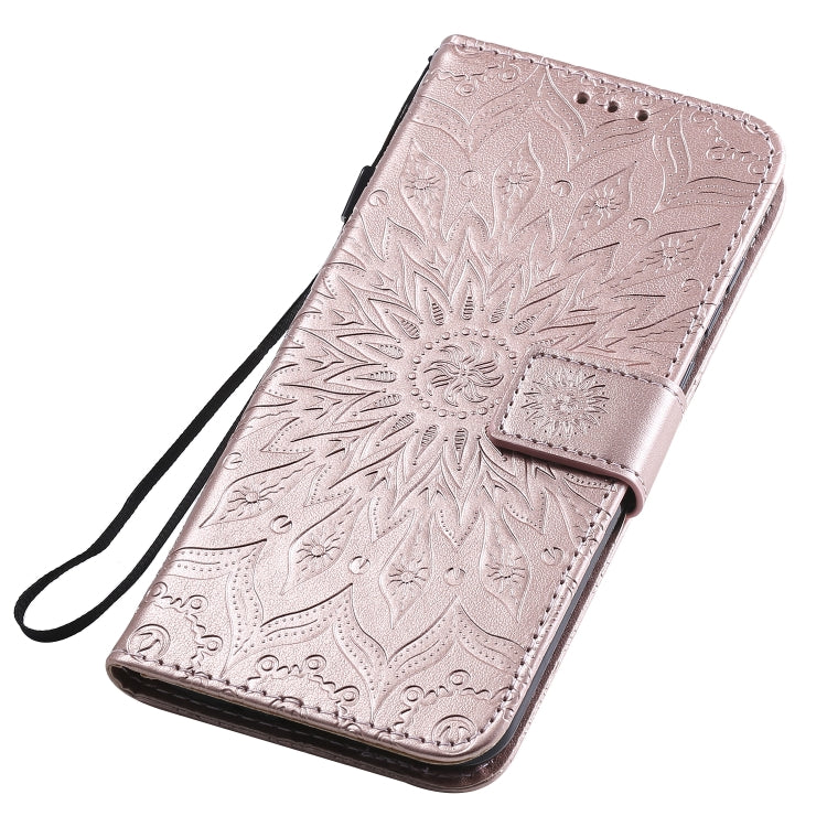 For Samsung Galaxy A11 Embossed Sunflower Pattern Horizontal Flip PU Leather Case with Holder & Card Slots & Wallet & Lanyard