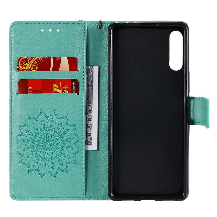 For Sony Xperia L4 Embossed Sunflower Pattern Horizontal Flip PU Leather Case with Holder & Card Slots & Wallet & Lanyard