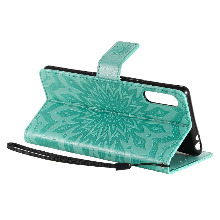 For Sony Xperia L4 Embossed Sunflower Pattern Horizontal Flip PU Leather Case with Holder & Card Slots & Wallet & Lanyard