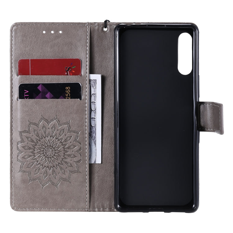 For Sony Xperia L4 Embossed Sunflower Pattern Horizontal Flip PU Leather Case with Holder & Card Slots & Wallet & Lanyard