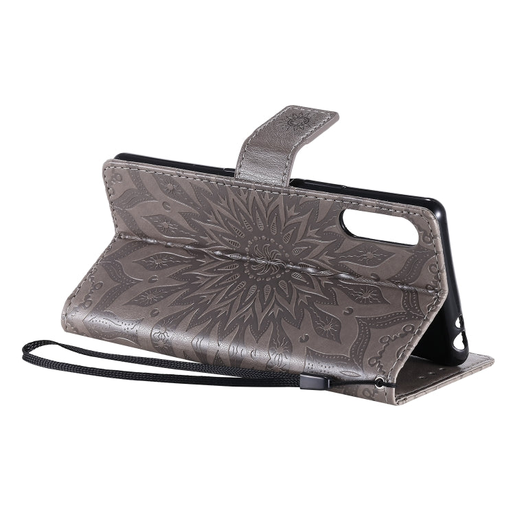 For Sony Xperia L4 Embossed Sunflower Pattern Horizontal Flip PU Leather Case with Holder & Card Slots & Wallet & Lanyard