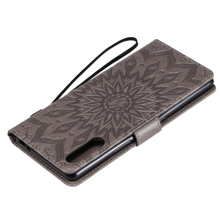 For Sony Xperia L4 Embossed Sunflower Pattern Horizontal Flip PU Leather Case with Holder & Card Slots & Wallet & Lanyard