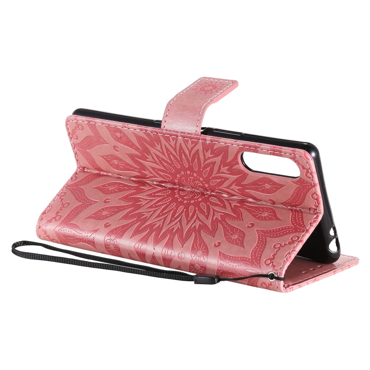 For Sony Xperia L4 Embossed Sunflower Pattern Horizontal Flip PU Leather Case with Holder & Card Slots & Wallet & Lanyard