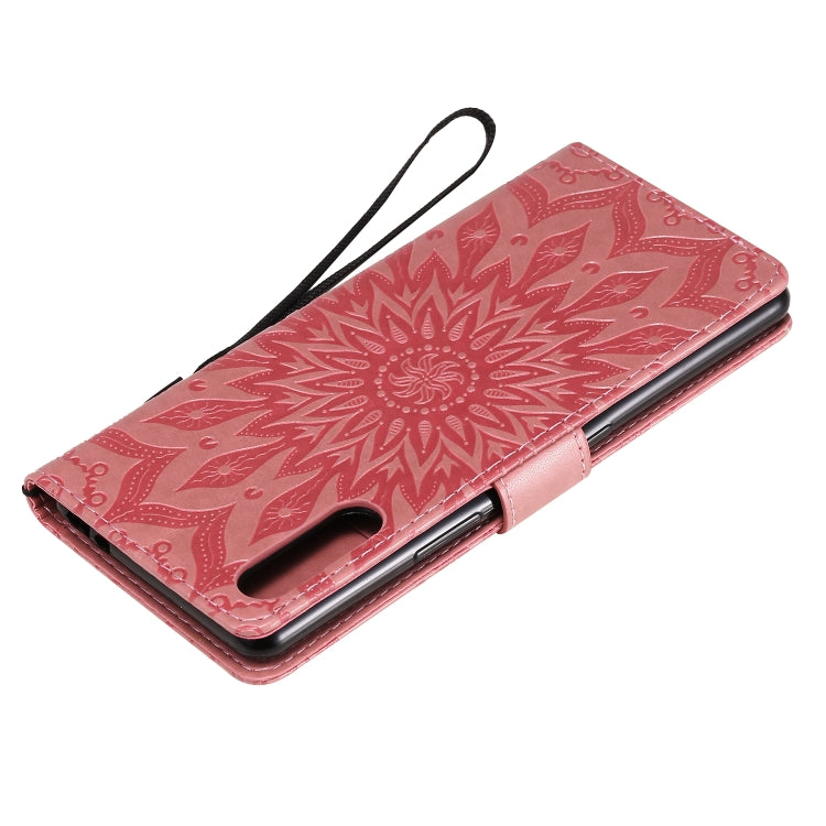 For Sony Xperia L4 Embossed Sunflower Pattern Horizontal Flip PU Leather Case with Holder & Card Slots & Wallet & Lanyard
