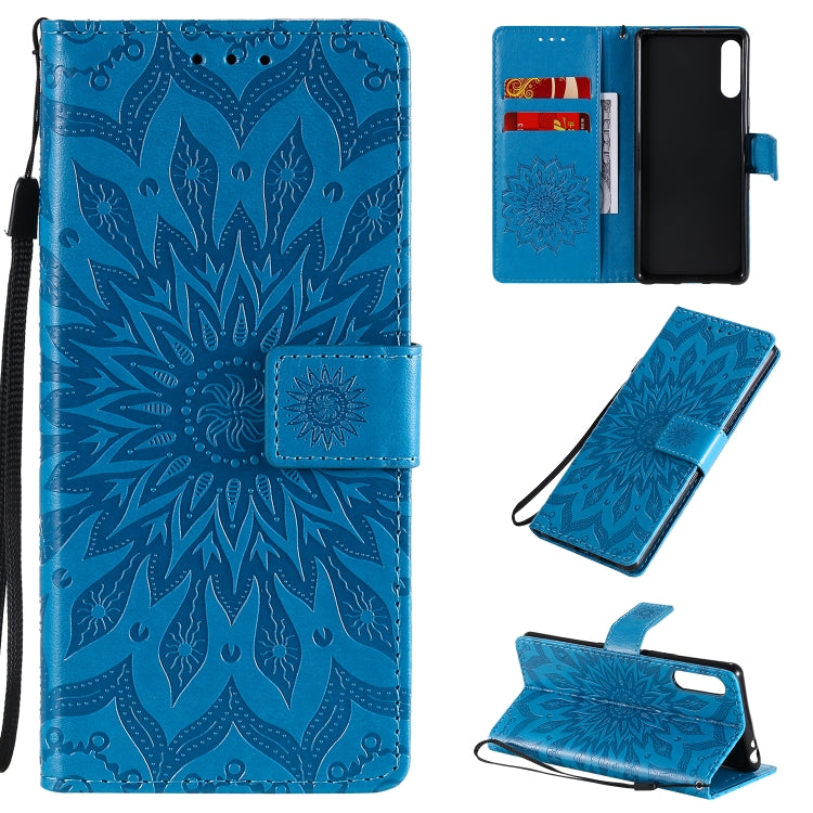 For Sony Xperia L4 Embossed Sunflower Pattern Horizontal Flip PU Leather Case with Holder & Card Slots & Wallet & Lanyard