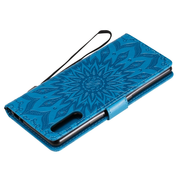 For Sony Xperia L4 Embossed Sunflower Pattern Horizontal Flip PU Leather Case with Holder & Card Slots & Wallet & Lanyard