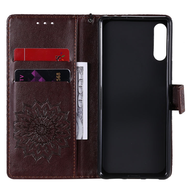 For Sony Xperia L4 Embossed Sunflower Pattern Horizontal Flip PU Leather Case with Holder & Card Slots & Wallet & Lanyard