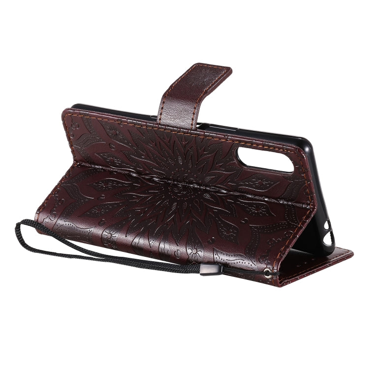 For Sony Xperia L4 Embossed Sunflower Pattern Horizontal Flip PU Leather Case with Holder & Card Slots & Wallet & Lanyard