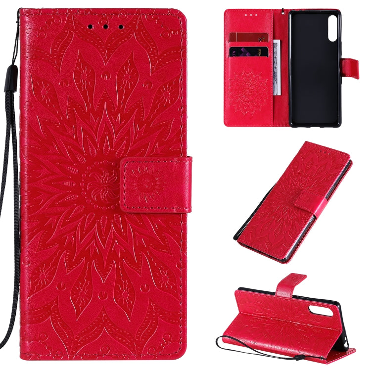 For Sony Xperia L4 Embossed Sunflower Pattern Horizontal Flip PU Leather Case with Holder & Card Slots & Wallet & Lanyard