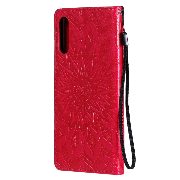 For Sony Xperia L4 Embossed Sunflower Pattern Horizontal Flip PU Leather Case with Holder & Card Slots & Wallet & Lanyard