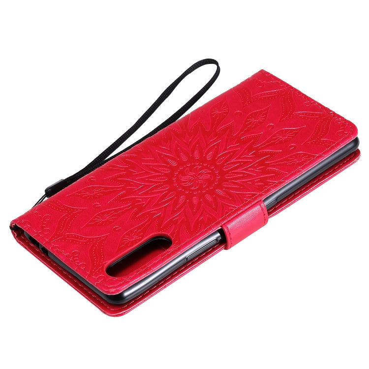 For Sony Xperia L4 Embossed Sunflower Pattern Horizontal Flip PU Leather Case with Holder & Card Slots & Wallet & Lanyard