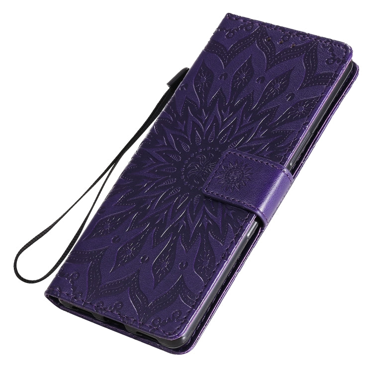 For Sony Xperia L4 Embossed Sunflower Pattern Horizontal Flip PU Leather Case with Holder & Card Slots & Wallet & Lanyard