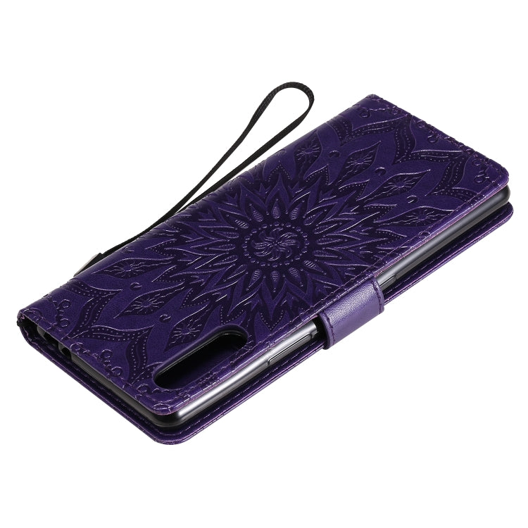 For Sony Xperia L4 Embossed Sunflower Pattern Horizontal Flip PU Leather Case with Holder & Card Slots & Wallet & Lanyard