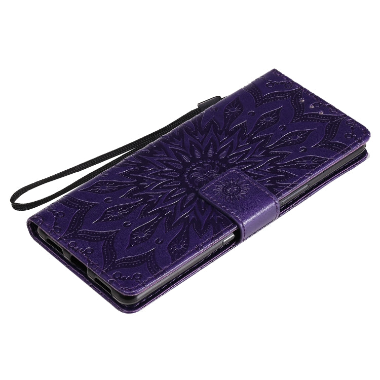 For Sony Xperia L4 Embossed Sunflower Pattern Horizontal Flip PU Leather Case with Holder & Card Slots & Wallet & Lanyard