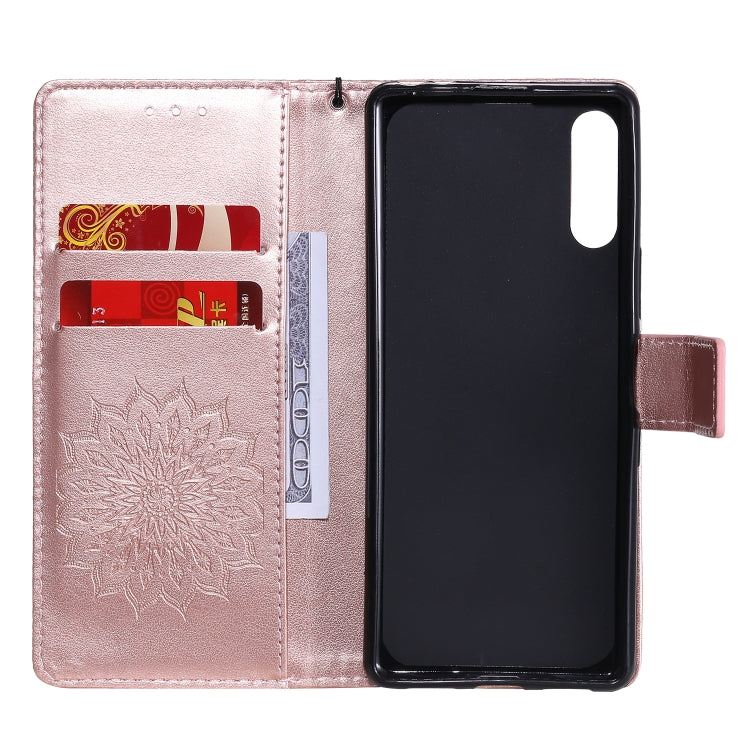 For Sony Xperia L4 Embossed Sunflower Pattern Horizontal Flip PU Leather Case with Holder & Card Slots & Wallet & Lanyard