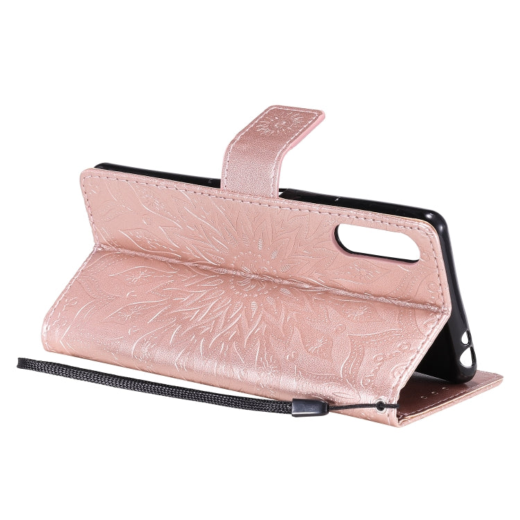 For Sony Xperia L4 Embossed Sunflower Pattern Horizontal Flip PU Leather Case with Holder & Card Slots & Wallet & Lanyard