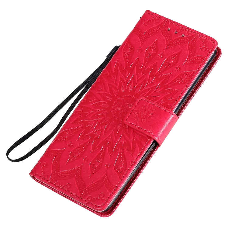 For Sony Xperia 10 II Embossed Sunflower Pattern Horizontal Flip PU Leather Case with Holder & Card Slots & Wallet & Lanyard