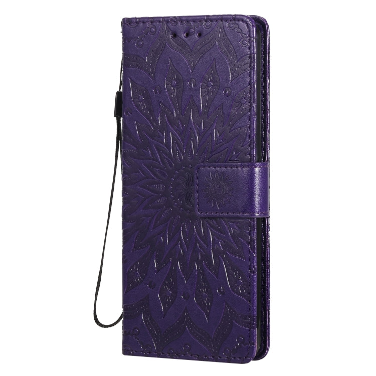 For Sony Xperia 10 II Embossed Sunflower Pattern Horizontal Flip PU Leather Case with Holder & Card Slots & Wallet & Lanyard