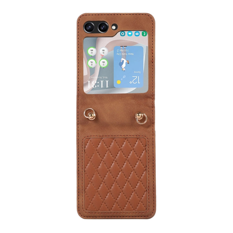 For Samsung Galaxy Z Flip5 Diamond Lattice Folding Leather Phone Case