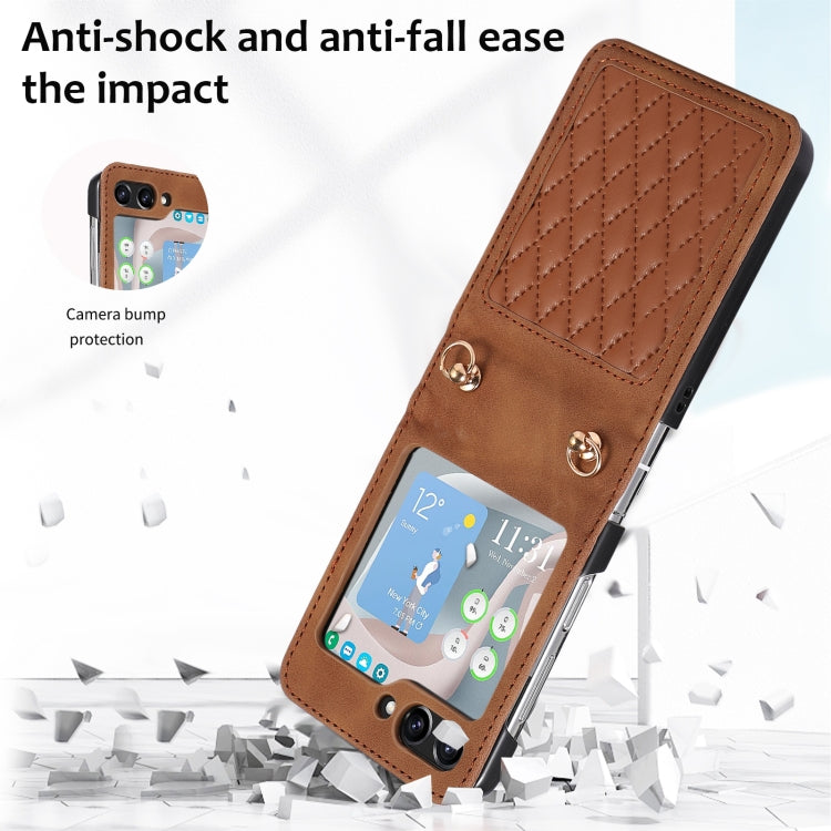 For Samsung Galaxy Z Flip5 Diamond Lattice Folding Leather Phone Case