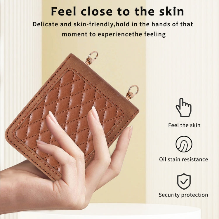 For Samsung Galaxy Z Flip5 Diamond Lattice Folding Leather Phone Case