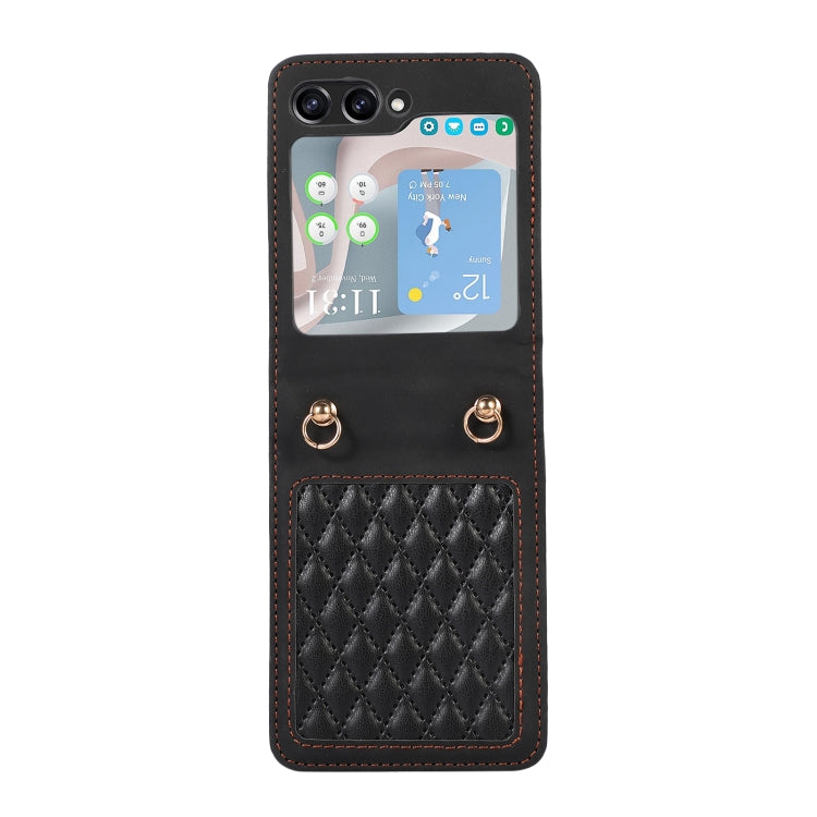 For Samsung Galaxy Z Flip5 Diamond Lattice Folding Leather Phone Case
