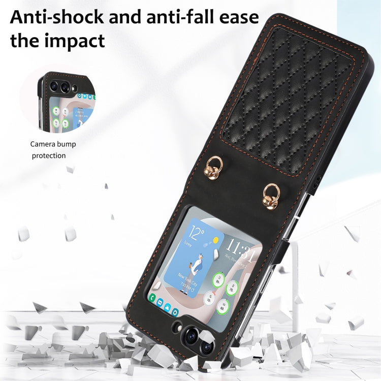 For Samsung Galaxy Z Flip5 Diamond Lattice Folding Leather Phone Case